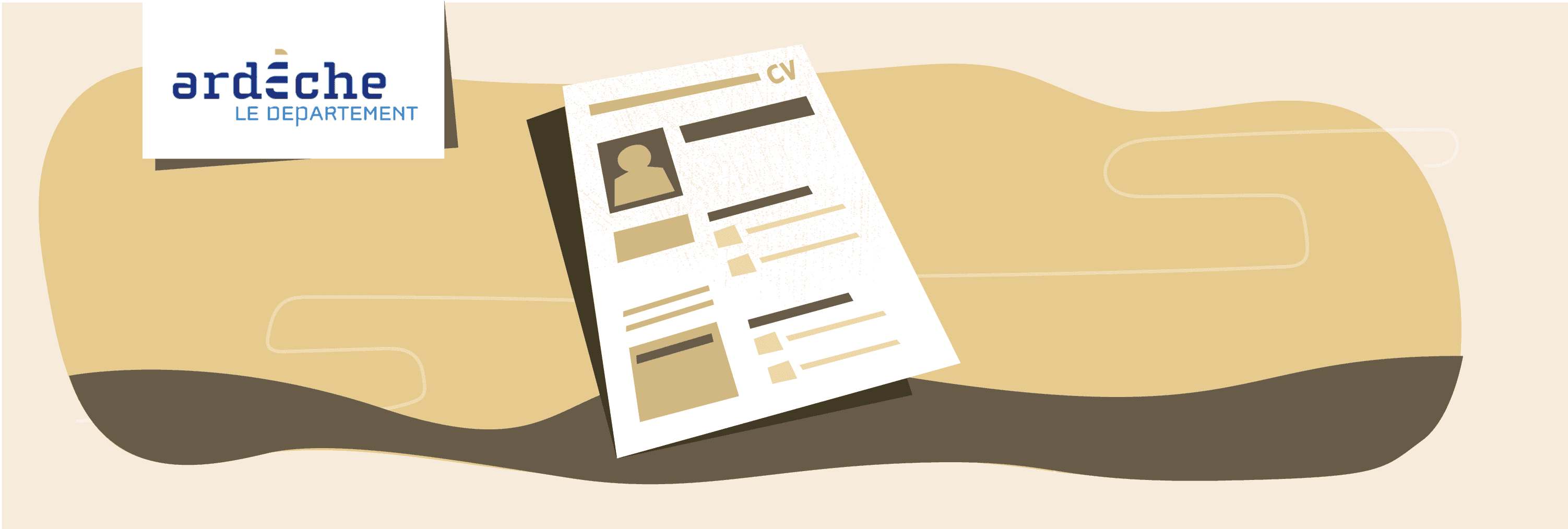 CV représentant le travail, accompagné du logo du département