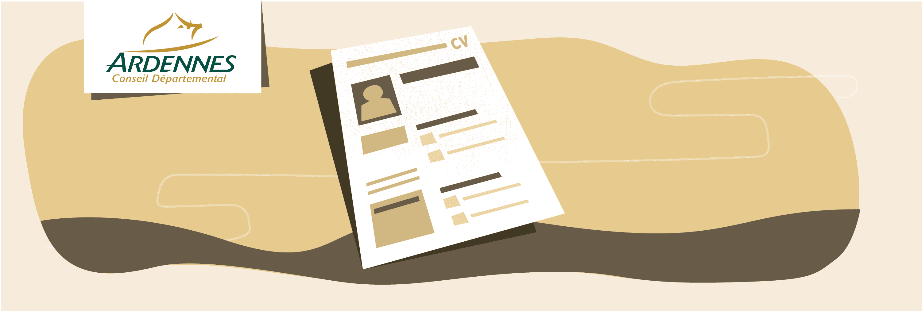 CV représentant le travail, accompagné du logo du département