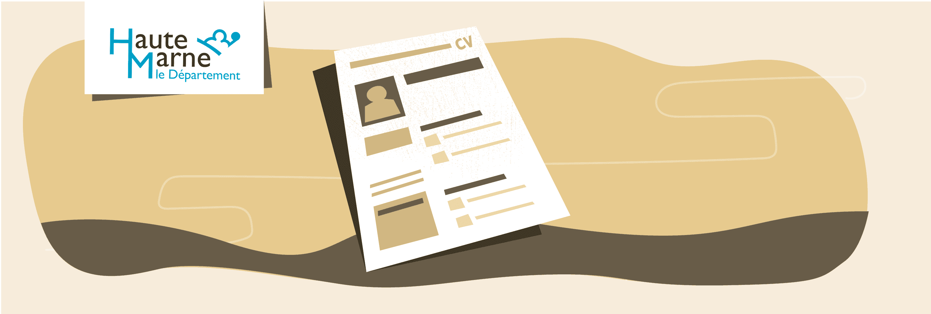 CV représentant le travail, accompagné du logo du département