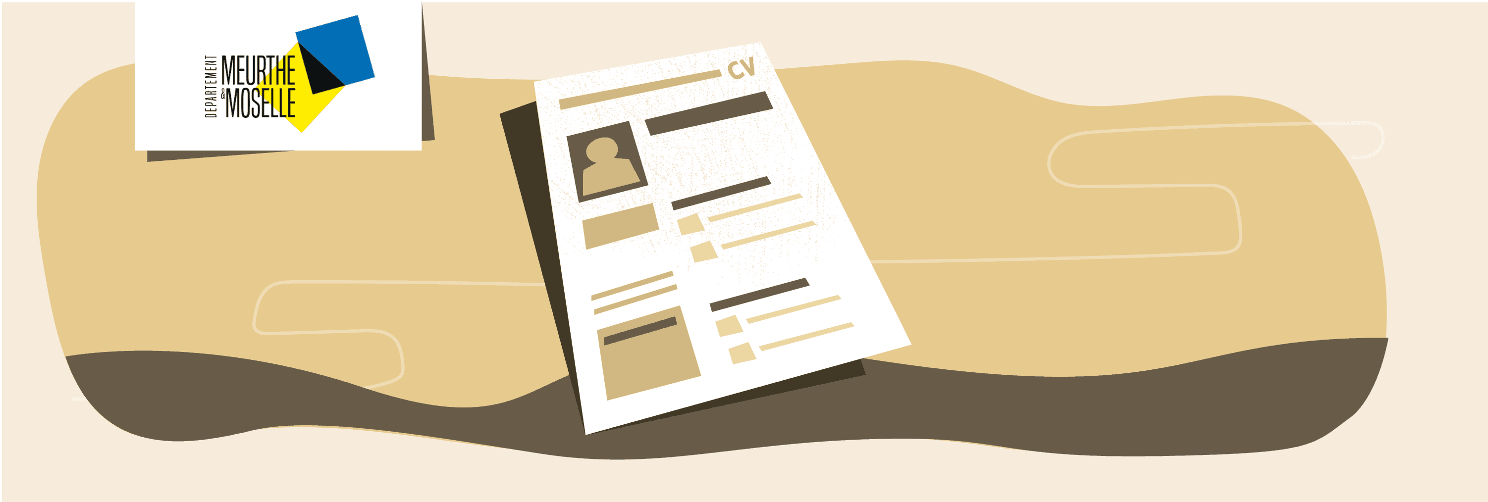 CV représentant le travail, accompagné du logo du département
