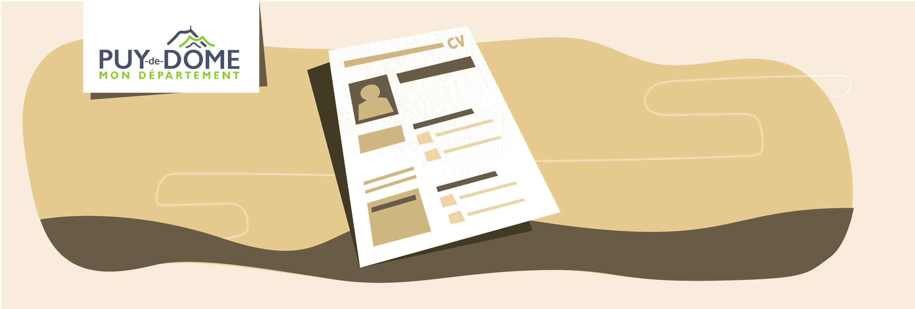 CV représentant le travail, accompagné du logo du département