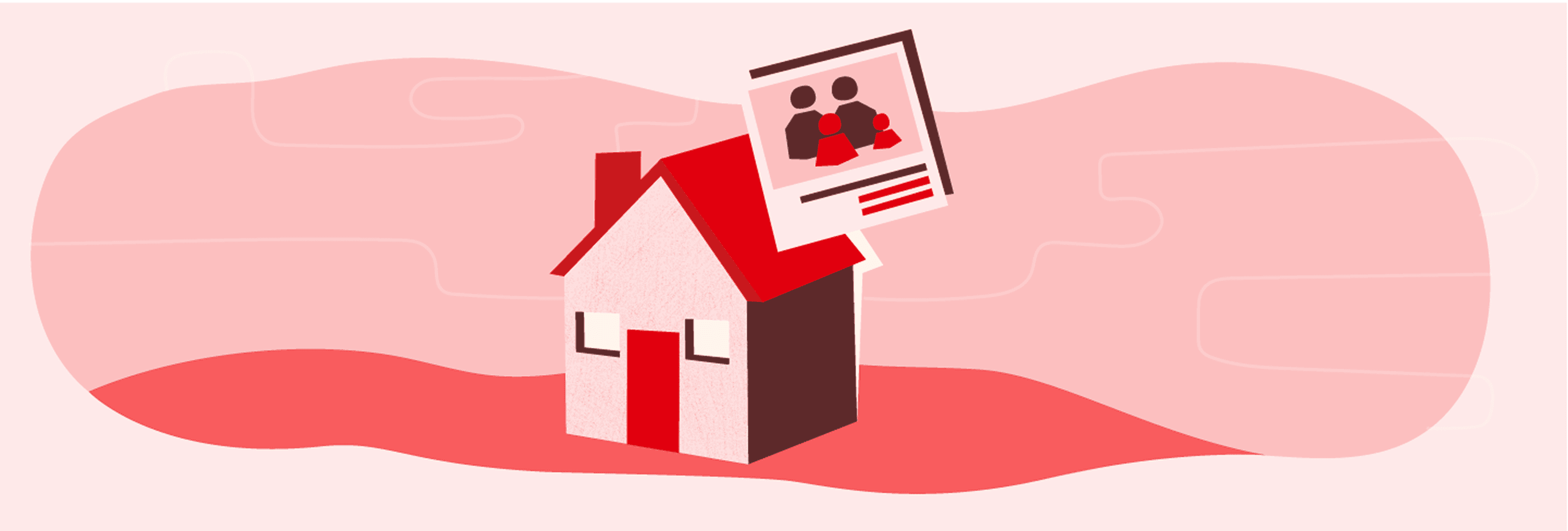 Illustration d'une maison et d'une photo de famille