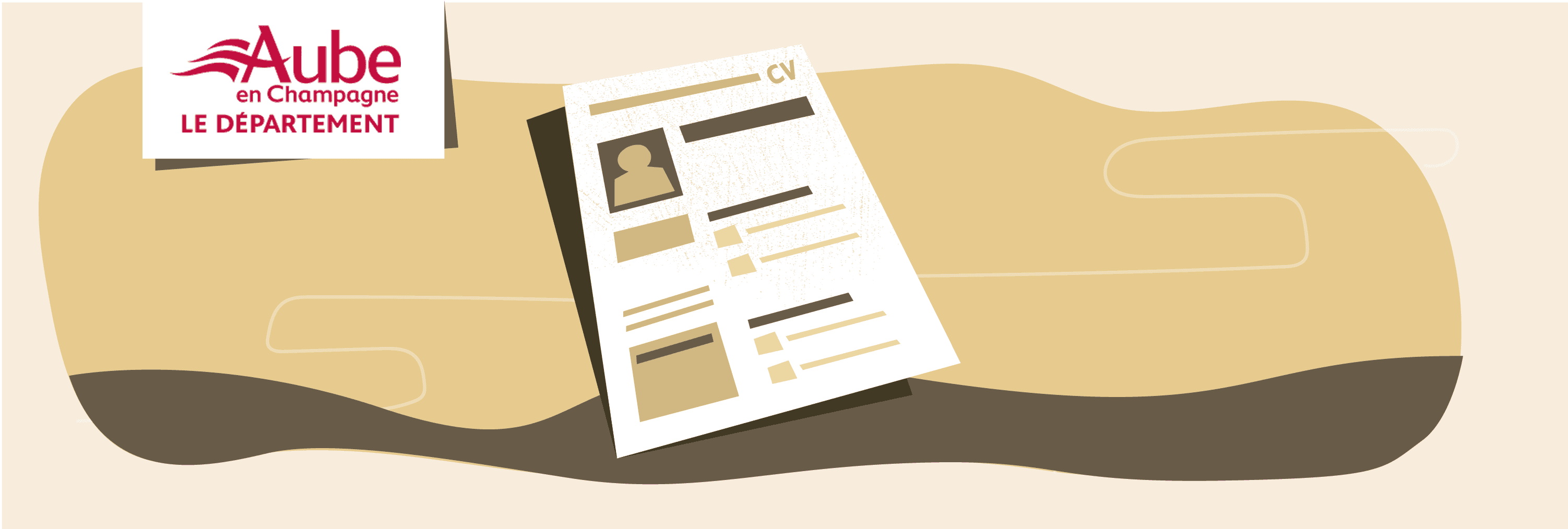 CV représentant le travail, accompagné du logo du département